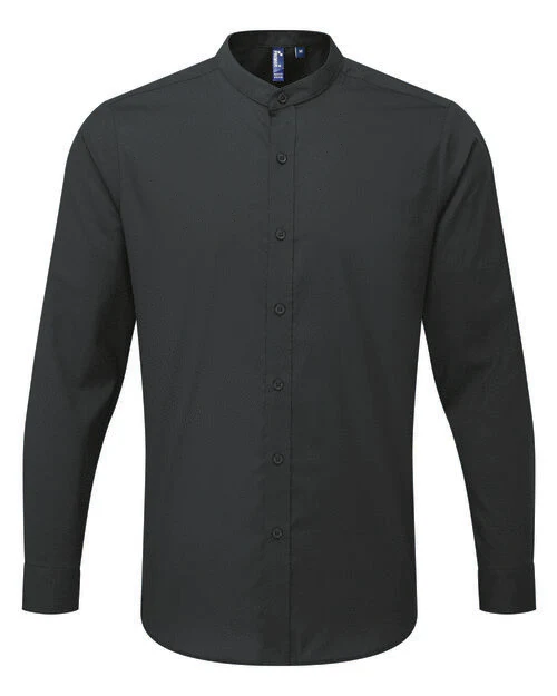 Premier Mens Banded Collar 'Grandad' Shirt