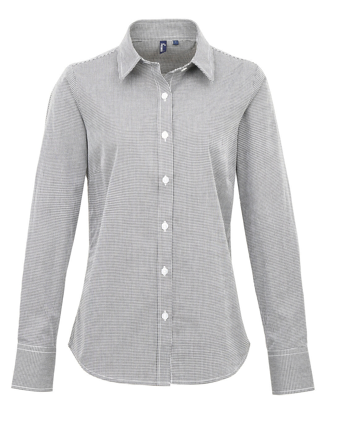 Premier Women's Long Sleeve Gingham Microcheck Shirt - Image 3