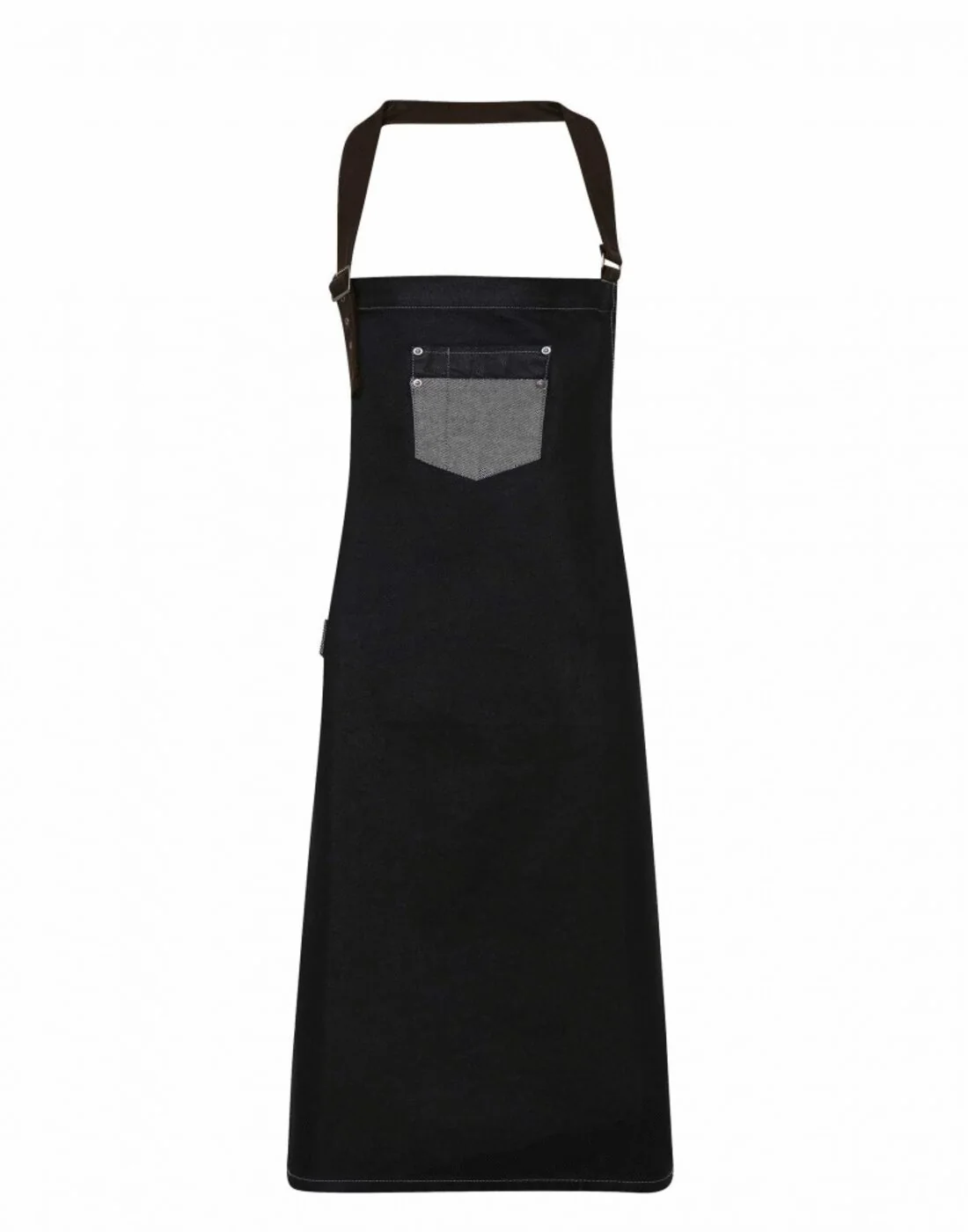 Premier 'Division' Waxed Look Denim Bib Apron with Faux leather - [CLEARANCE]