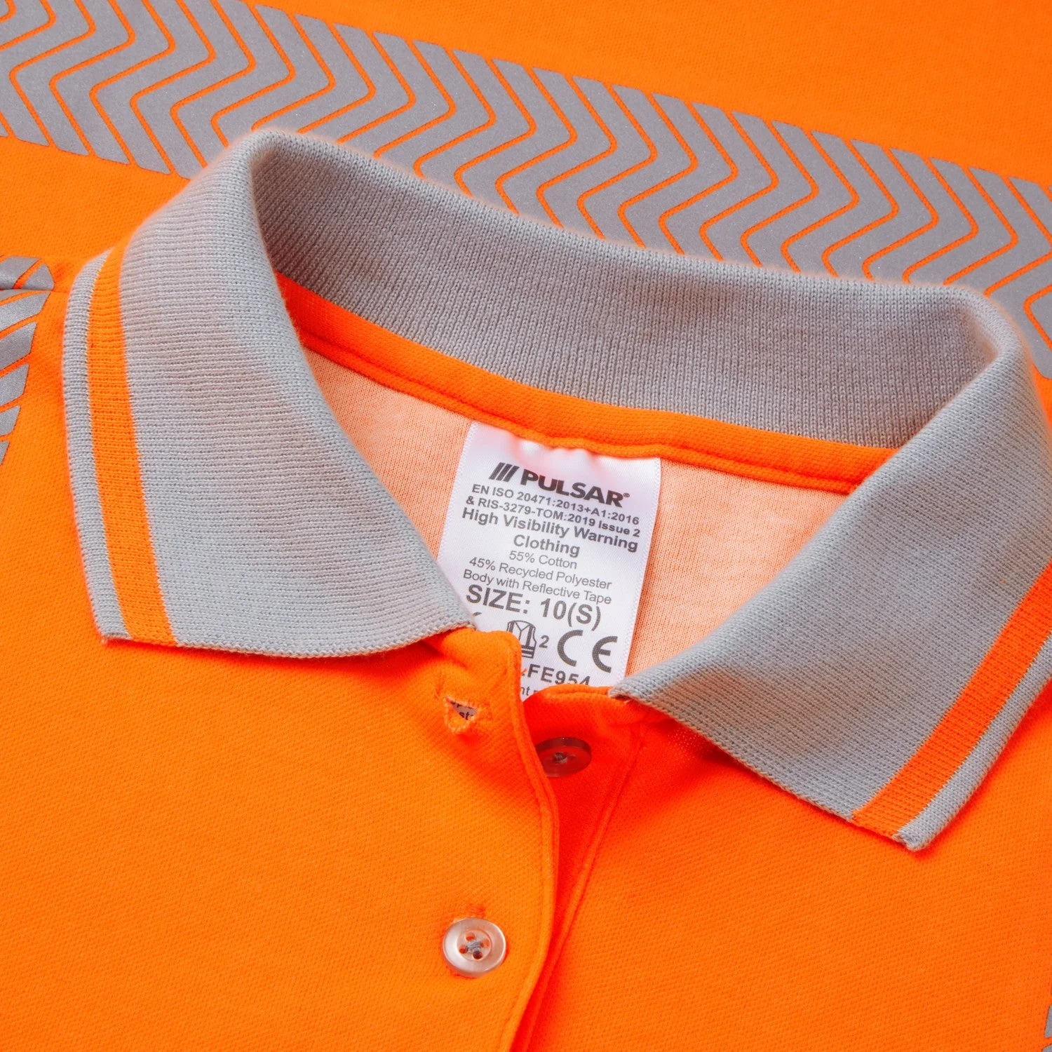 Pulsar Life Mens Long Sleeve Hi-Vis Polo Shirt - LFE903 - [CLEARANCE] - Image 2