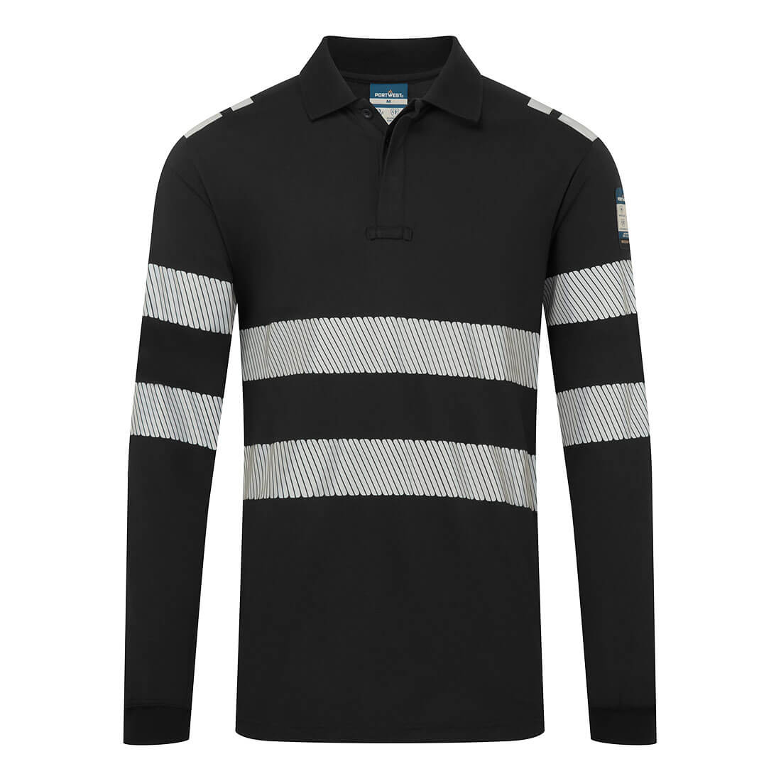 Portwest PW3 Modaflame Knit FR Long Sleeve Polo Shirt - Image 2