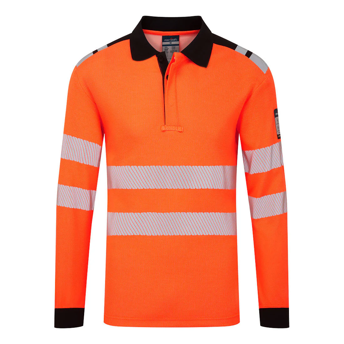 Portwest PW3 Modaflame Knit HVO FR Long Sleeve Polo Shirt - Image 3