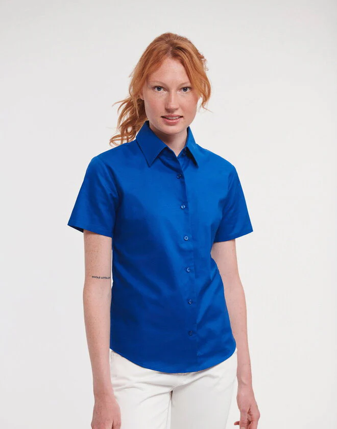 Russell Ladies Short Sleeve Tailored Oxford Shirt - Image 3
