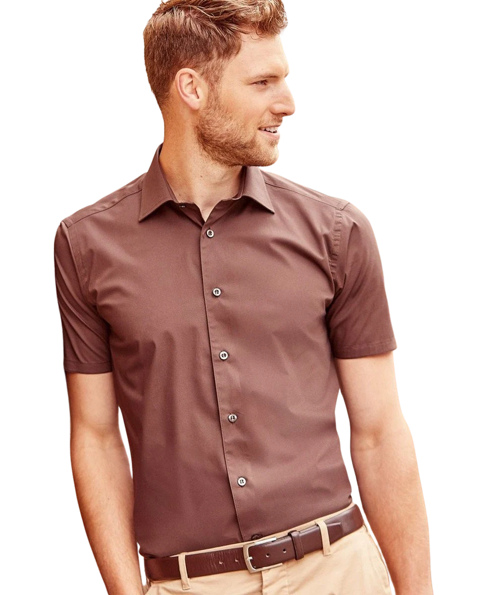 Russell Mens Short Sleeve Fitted Stretch Shirt - Image 3