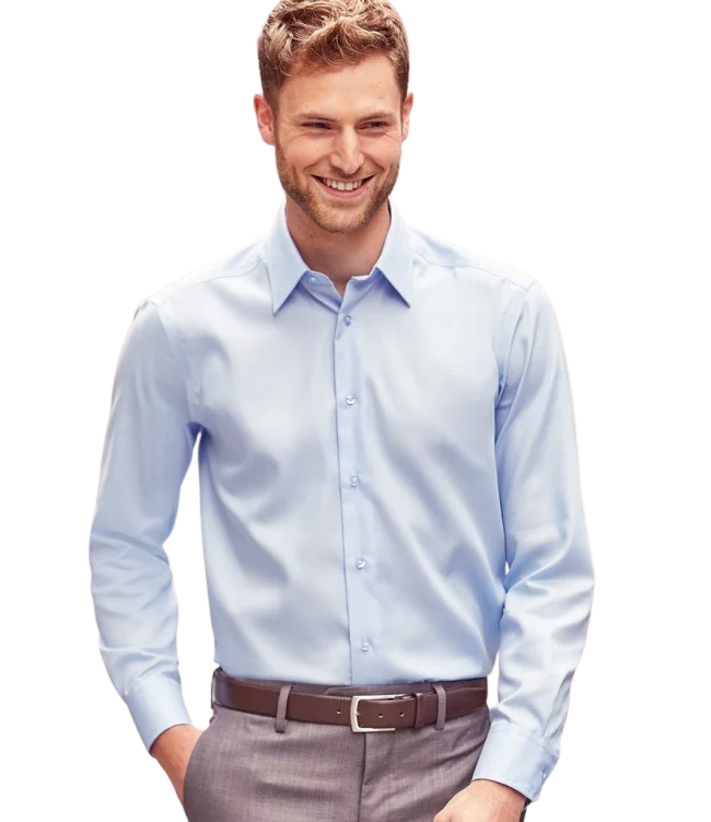 Russell Mens Long Sleeve Tailored Ultimate Non Iron Shirt - Image 2