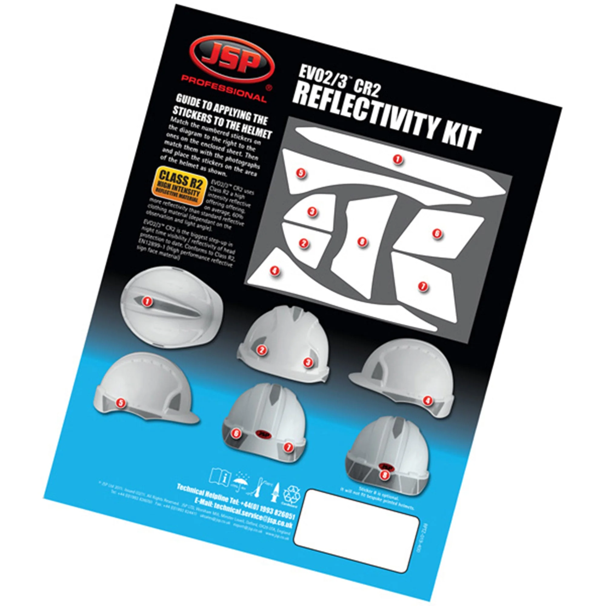 JSP Reflective CR2 Decal Kit for EVO2/3 - Yellow - Pack of 10 - Image 4