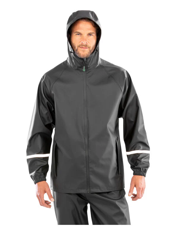 Result Recycled Prism Pu Waterproof Jacket With Reflective Bands And Recycled Backing