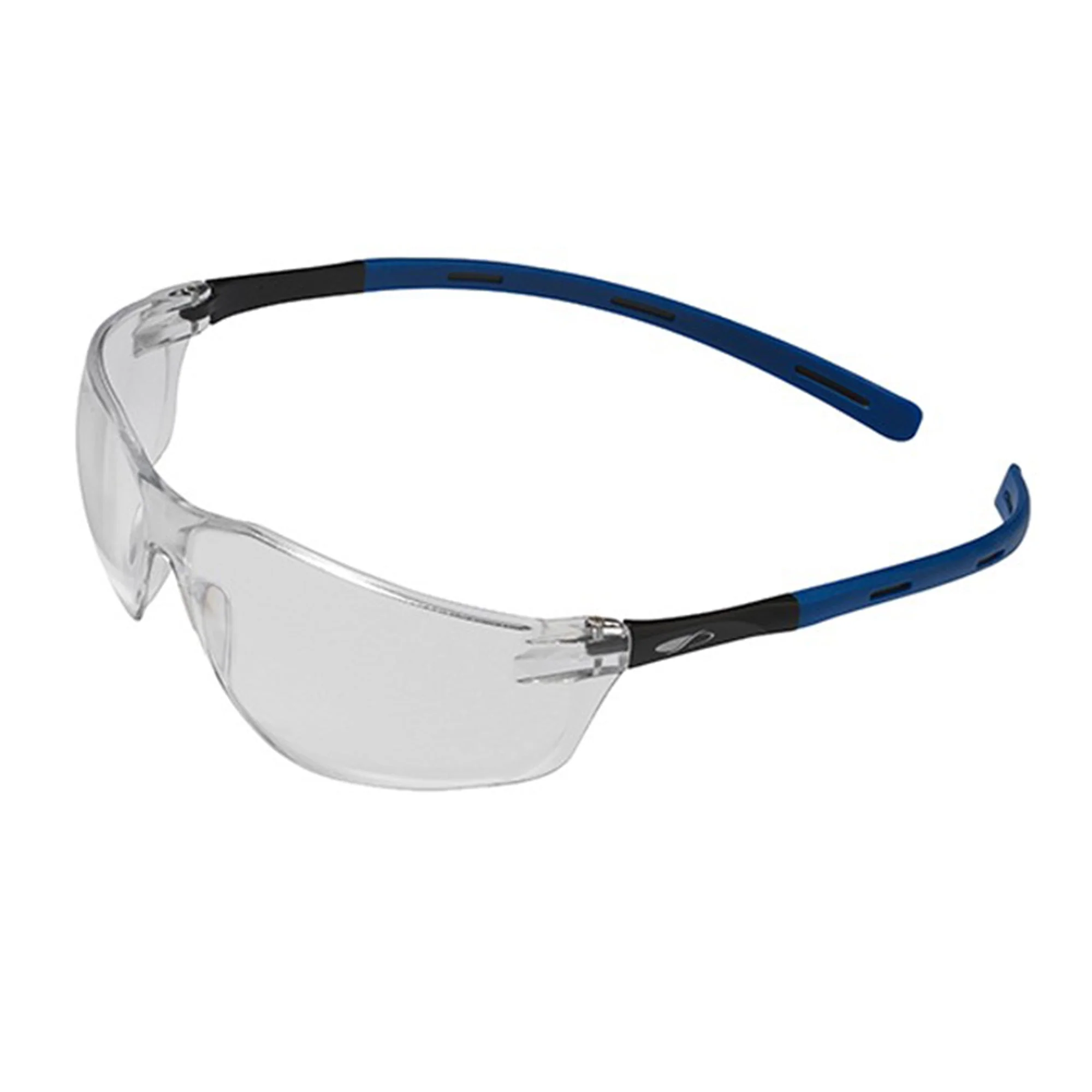 JSP Rigi Premium Lightweight Safety Specs - Clear K&N Anti-scratch/Anti-mist - Black/Blue