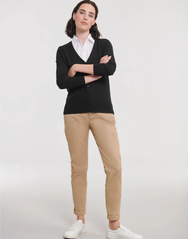 Russell Collection Ladies' V-Neck Knitted Cardigan
