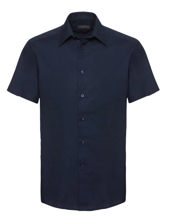 Russell Collection Men'S Short Sleeve Tailored Oxford Shirt - Image 8