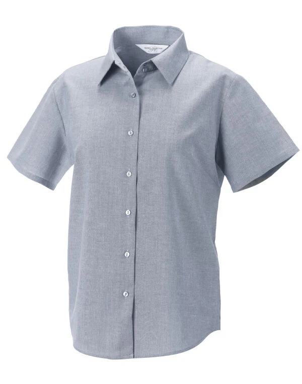 Russell Collection Ladies' Short Sleeve Tailored Oxford Shirt - Image 12