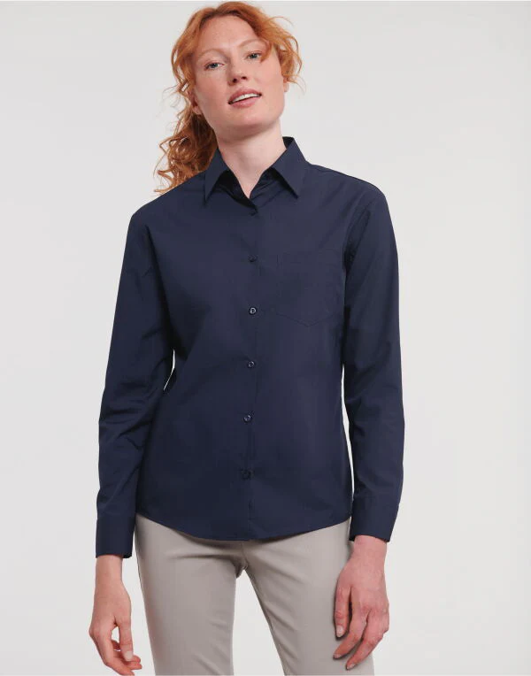 Russell Collection Ladies' Long Sleeve Classic Polycotton Poplin Shirt - Image 12