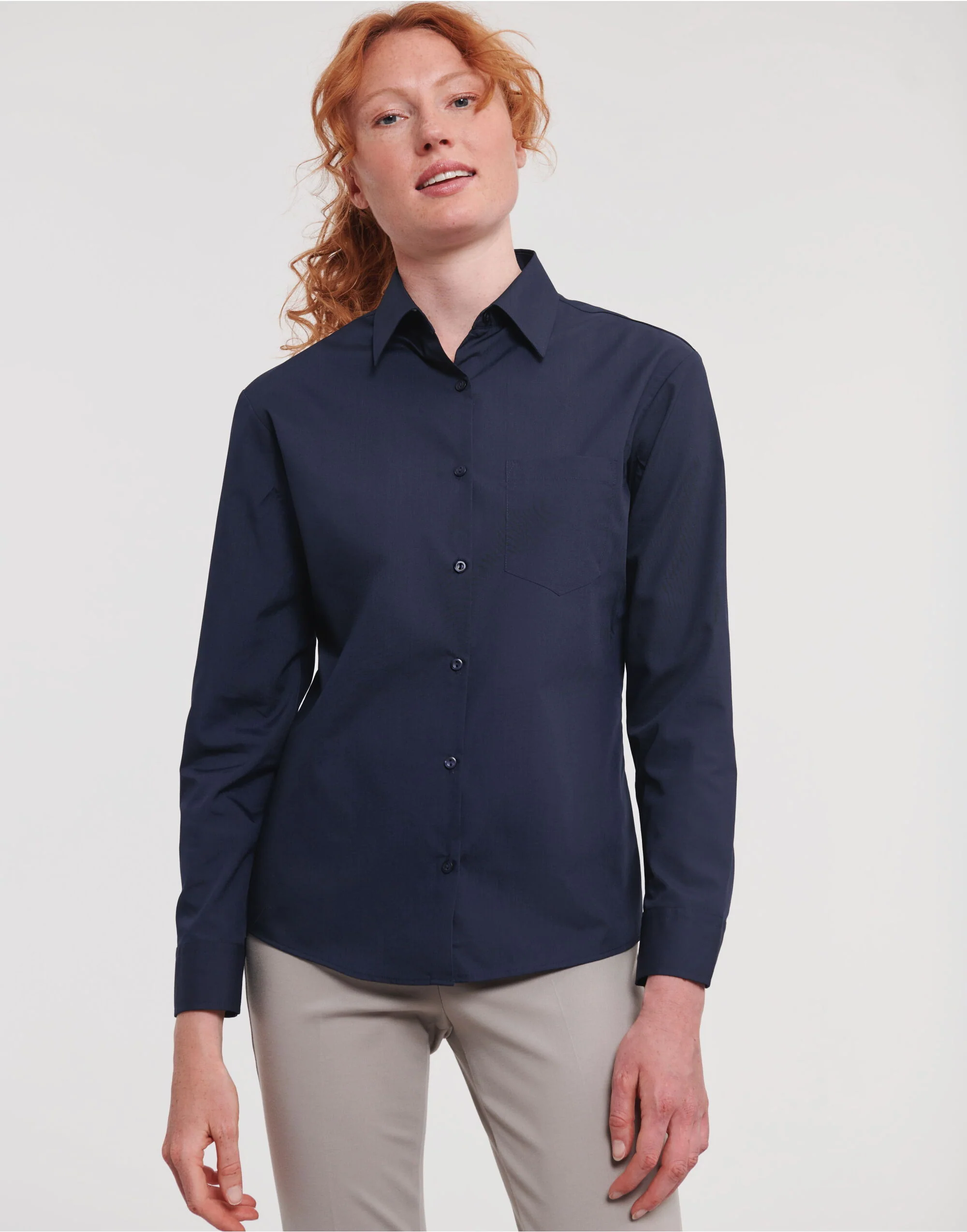 Russell Collection Ladies' Long Sleeve Classic Polycotton Poplin Shirt - Image 3