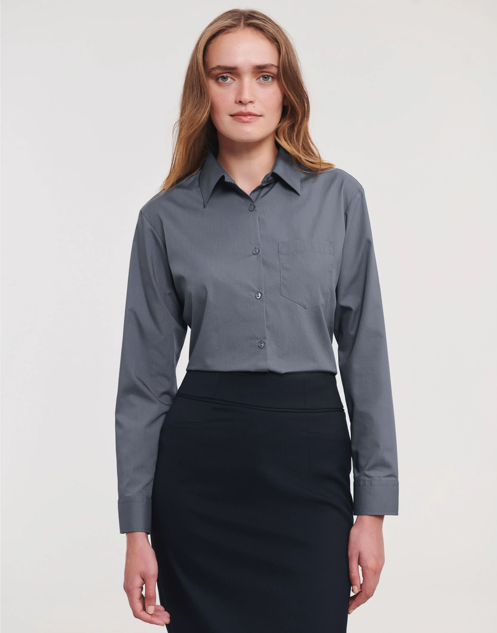 Russell Collection Ladies' Long Sleeve Classic Polycotton Poplin Shirt - Image 7