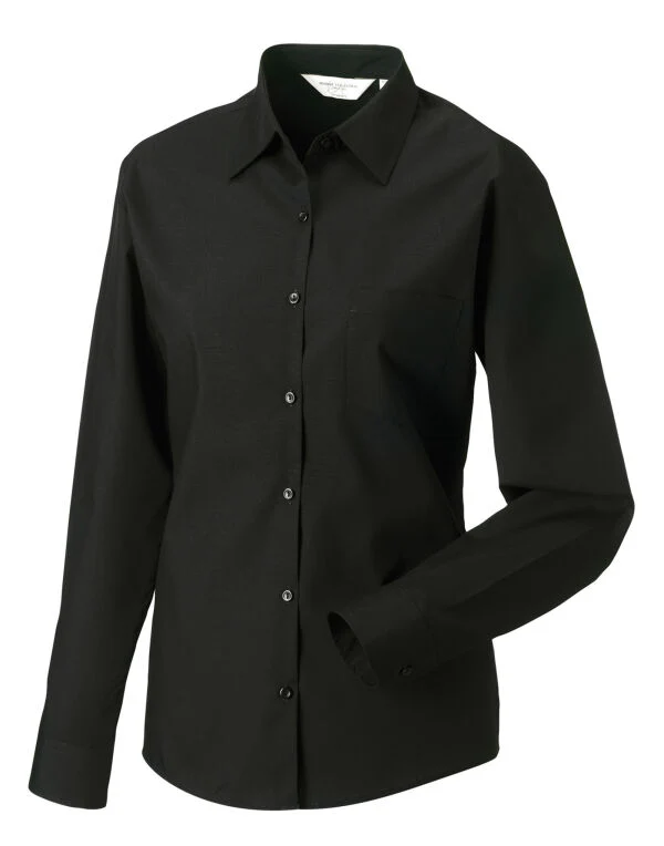 Russell Collection Ladies' Long Sleeve Classic Polycotton Poplin Shirt - Image 8
