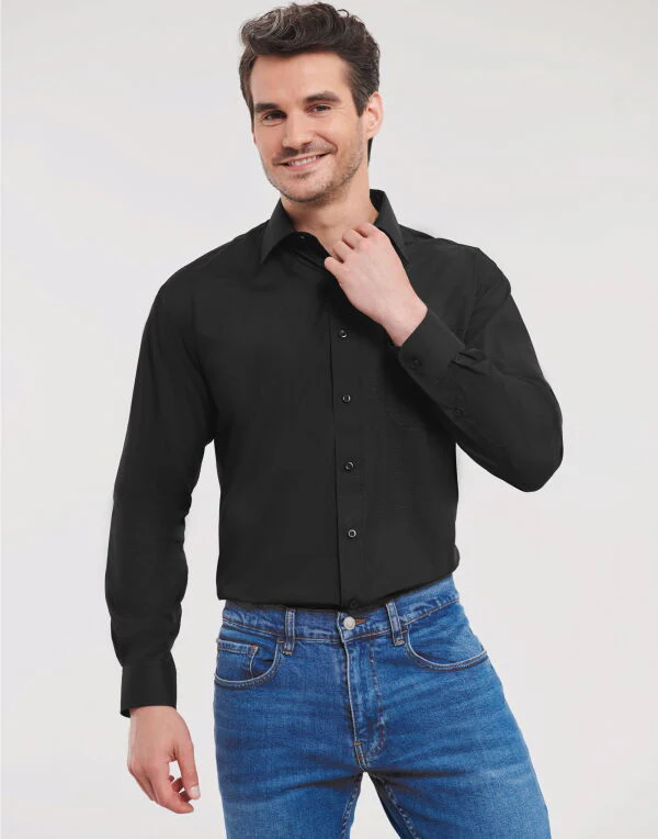 Russell Collection Men'S Long Sleeve Classic Polycotton Poplin Shirt - Image 12
