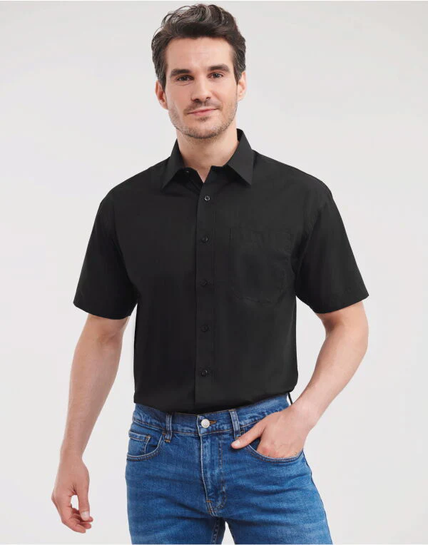 Russell Collection Men'S Short Sleeve Classic Polycotton Poplin Shirt