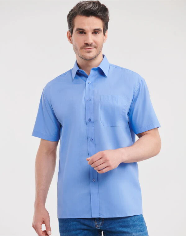 Russell Collection Men'S Short Sleeve Classic Polycotton Poplin Shirt - Image 11