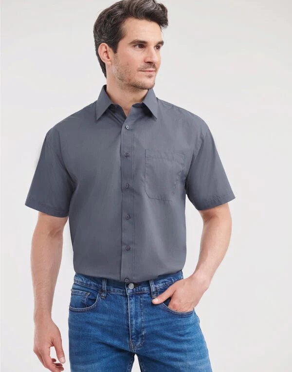 Russell Collection Men'S Short Sleeve Classic Polycotton Poplin Shirt - Image 13