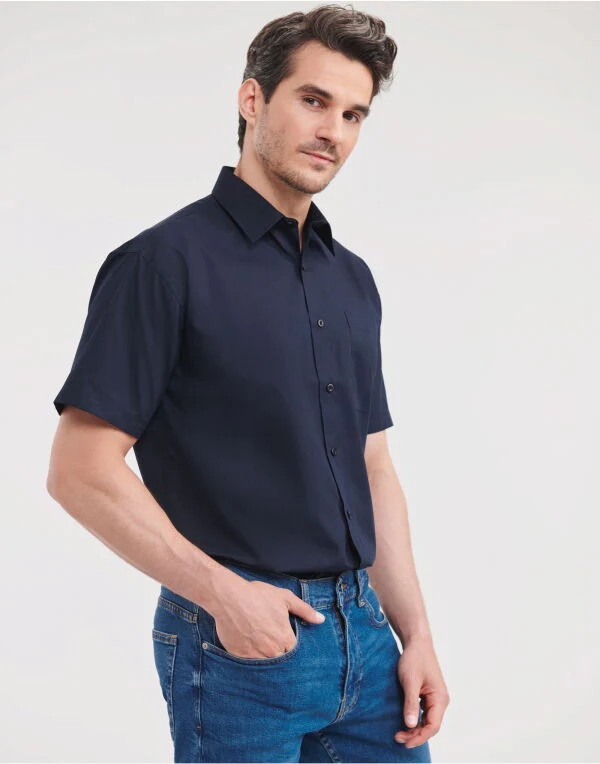 Russell Collection Men'S Short Sleeve Classic Polycotton Poplin Shirt - Image 14