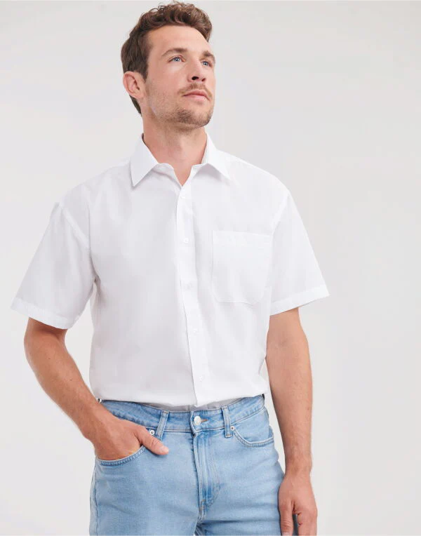 Russell Collection Men'S Short Sleeve Classic Polycotton Poplin Shirt - Image 15