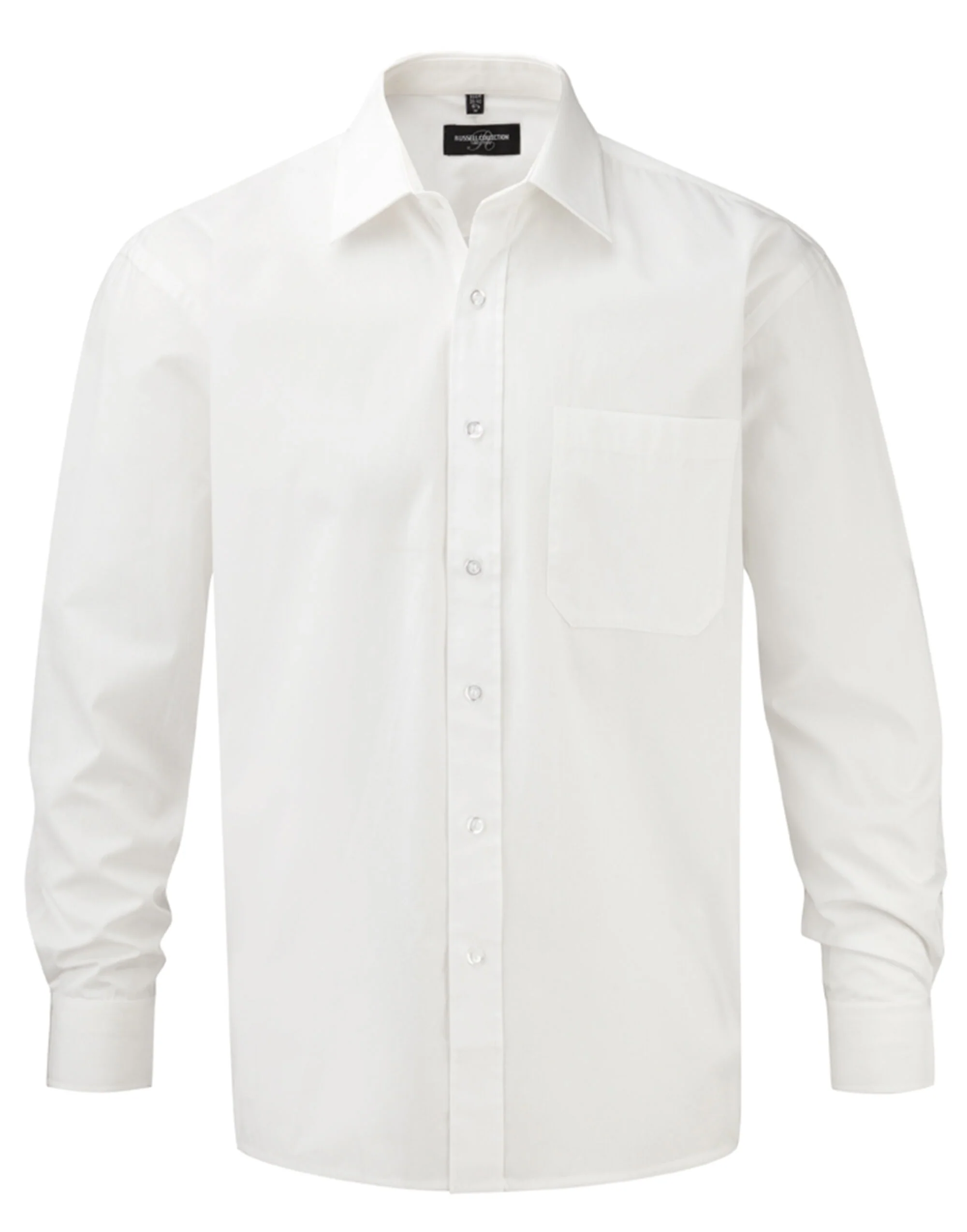 Russell Collection Men'S Long Sleeve Classic Pure Cotton Poplin Shirt - Image 2