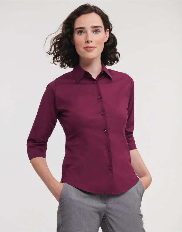 Russell Collection Ladies' 3/4 Sleeve Fitted Stretch Shirt