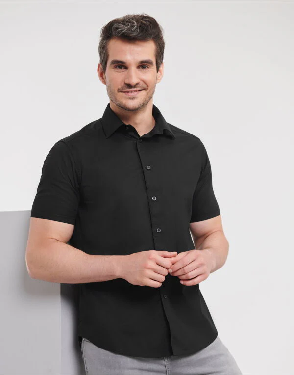 Russell Collection Men'S Short Sleeve Fitted Stretch Shirt