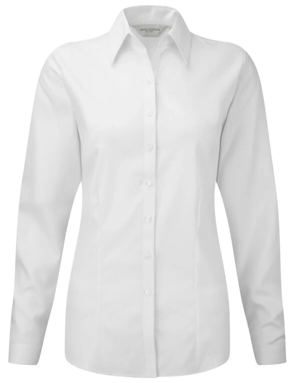 Russell Collection Ladies' Long Sleeve Tailored Herringbone Shirt - Image 5