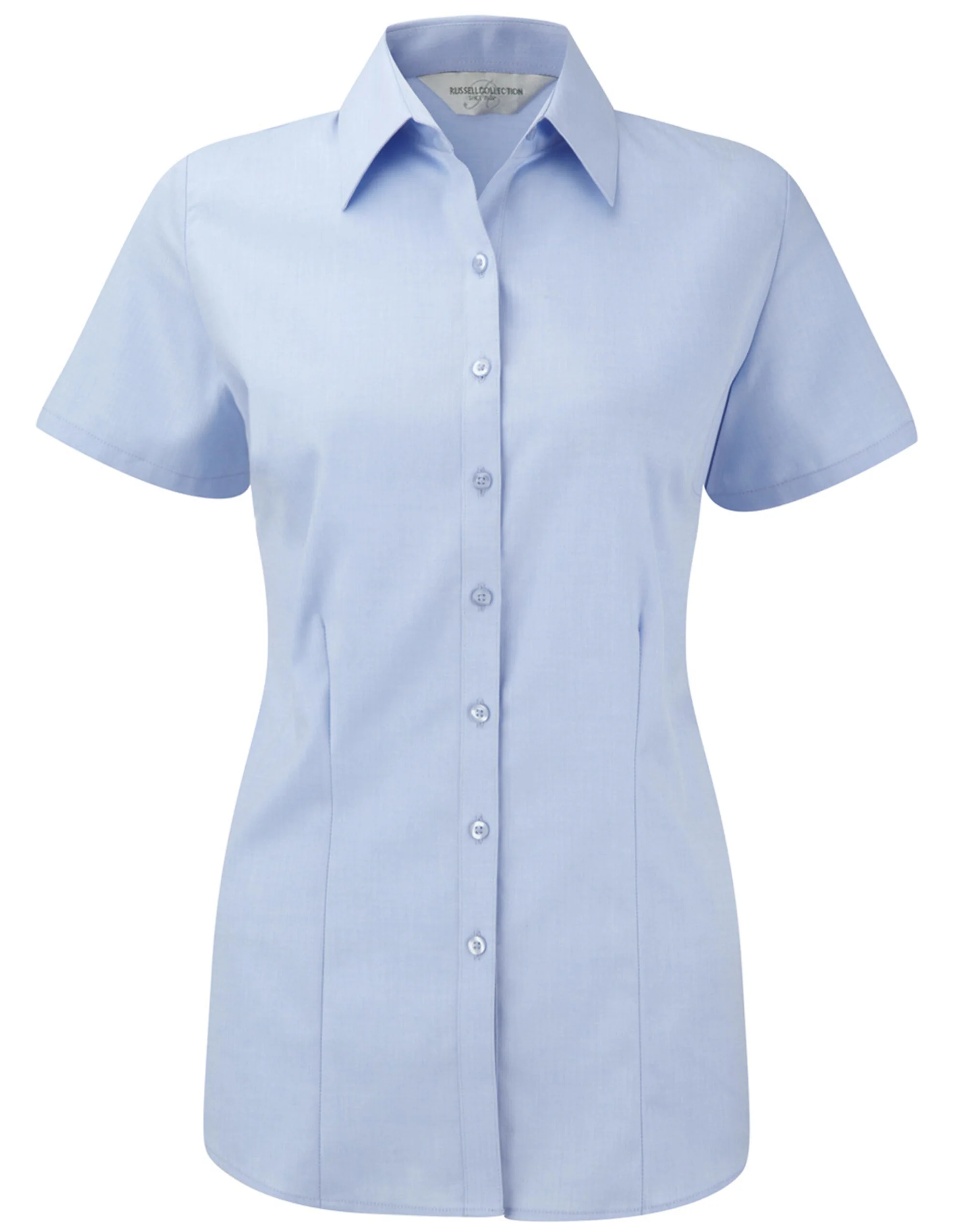Russell Collection Ladies' Short Sleeve Tailored Herringbone Shirt - Image 2