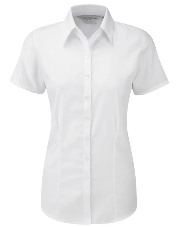 Russell Collection Ladies' Short Sleeve Tailored Herringbone Shirt - Image 7