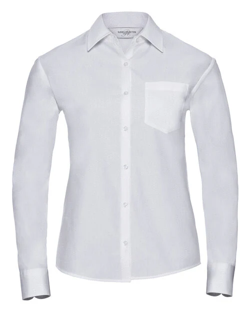 Russell Ladies Long Sleeve Pure Cotton Poplin Shirt - Image 2