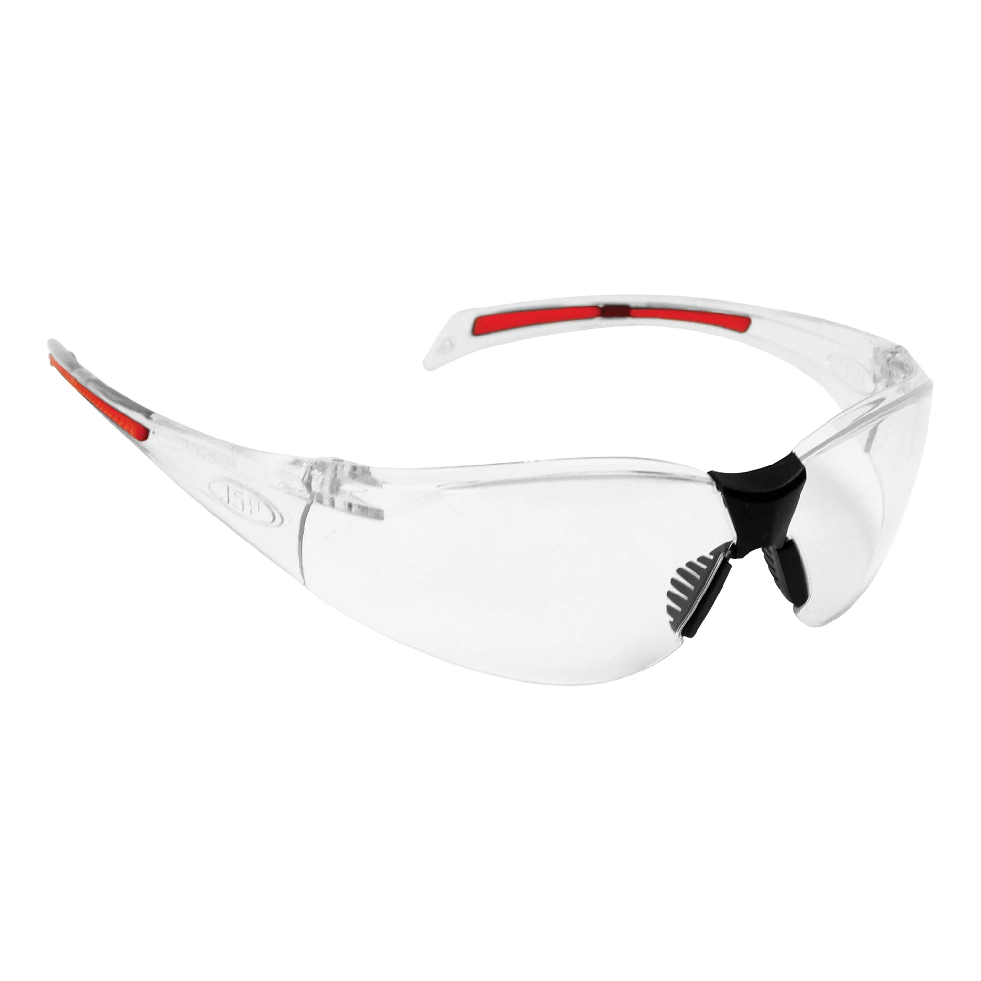 JSP Stealth 8000 Safety Specs - Clear Anti-scratch/Anti-mist Lenses - Clear / Red Frames