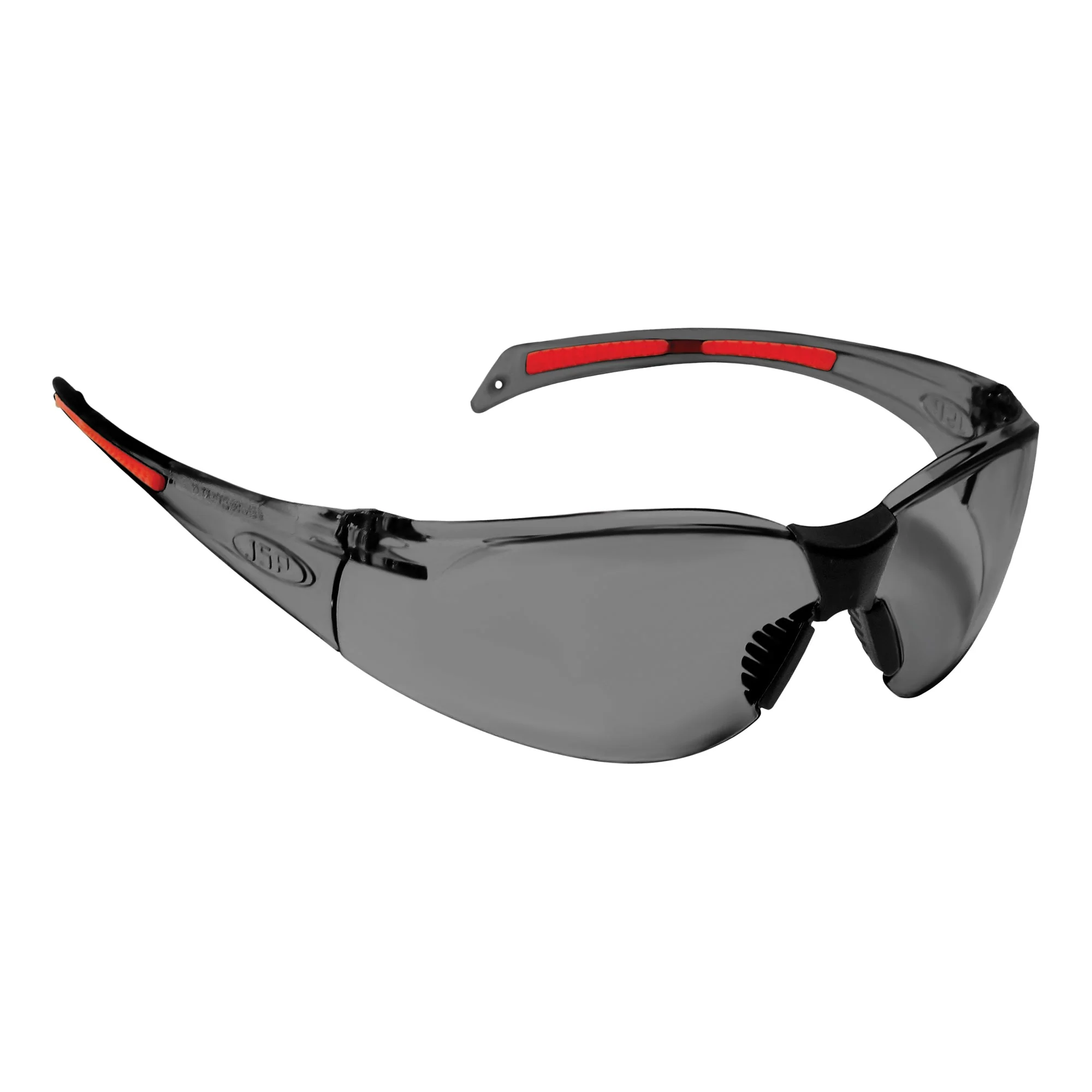 JSP Stealth 8000 Safety Specs - Smoke Anti-scratch Lenses - Black / Red Frames