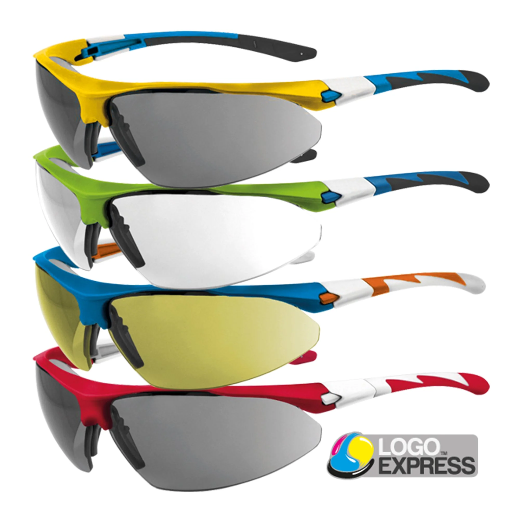 JSP Stealth 9000 Safety Specs - Clear K&N Anti-scratch/Anti-mist Lenses - Blue / Orange Frame - Image 3