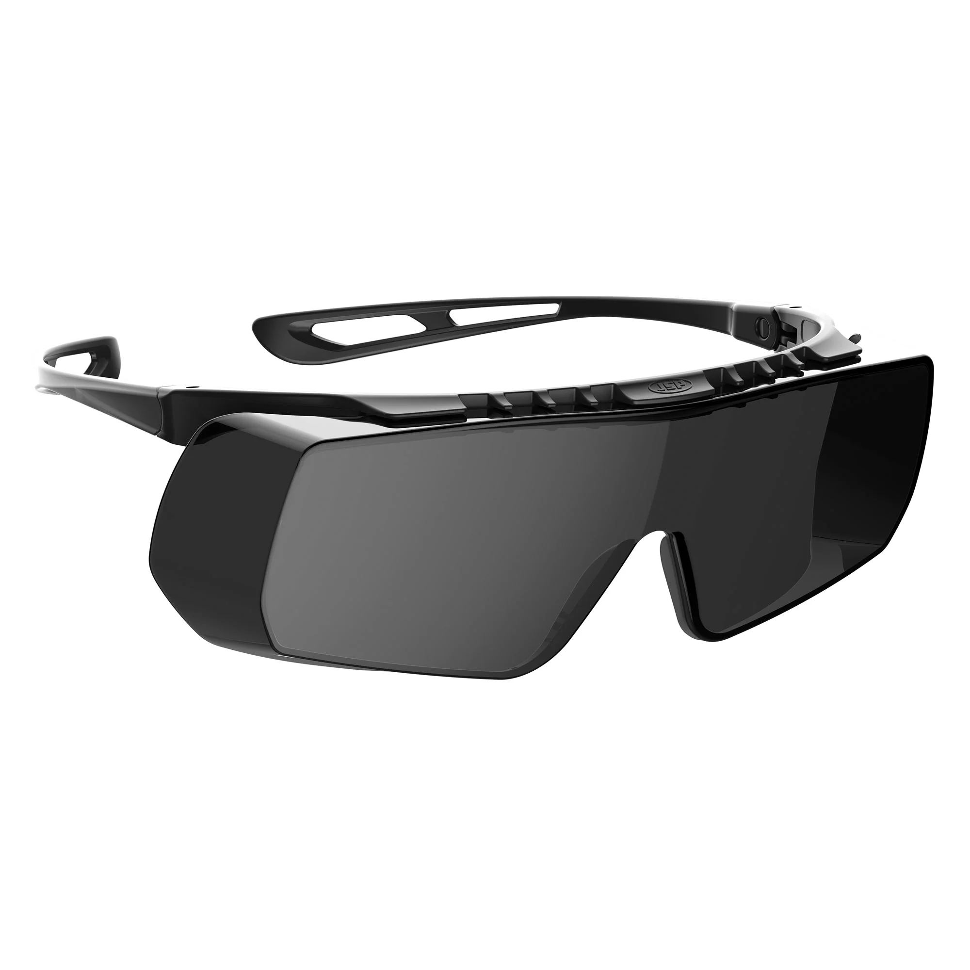 JSP Stealth Coverlite Lightweight Overspecs - Smoke Anti-scratch Lenses - Black Frames