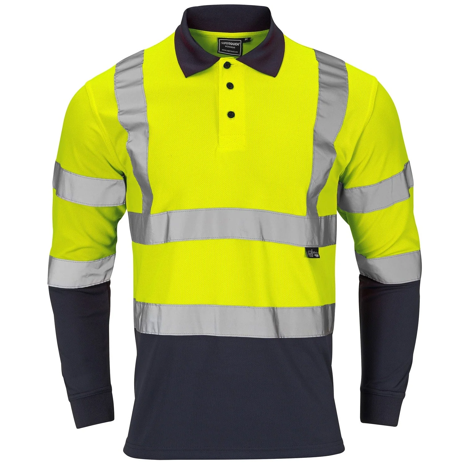 Supertouch Hi-Vis 2 Tone Long Sleeve Polo Shirt - Image 2