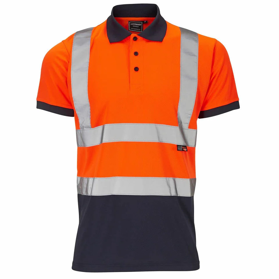 Supertouch Hi Viz Two Tone Short Sleeve Bird Eye Polo Shirt - Image 2