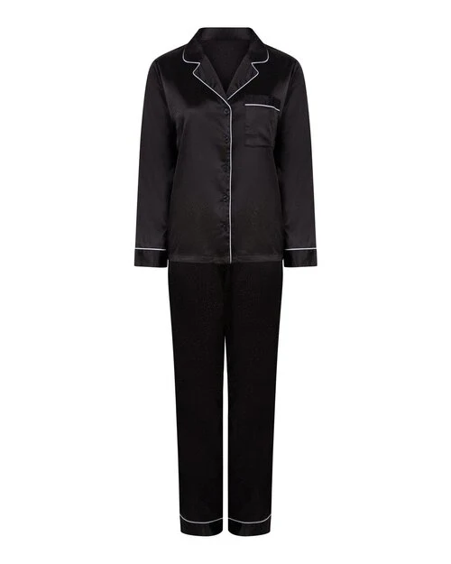 Towel City Ladies Satin Long Pyjamas - TC055M - Image 2