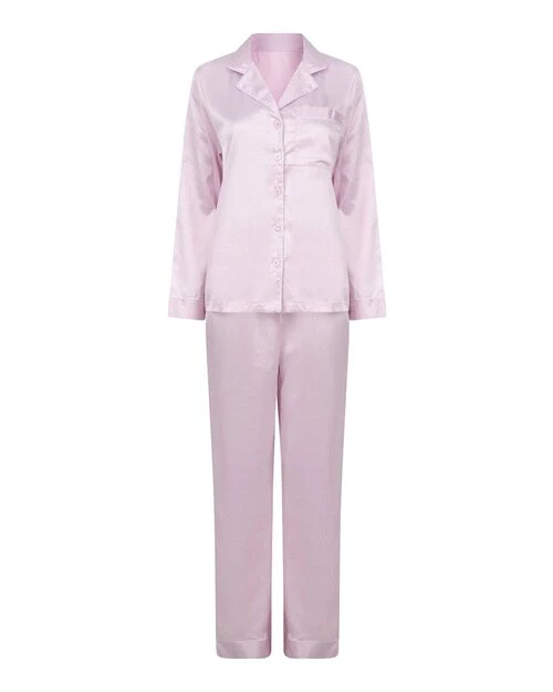 Towel City Ladies Satin Long Pyjamas - TC055M - Image 3