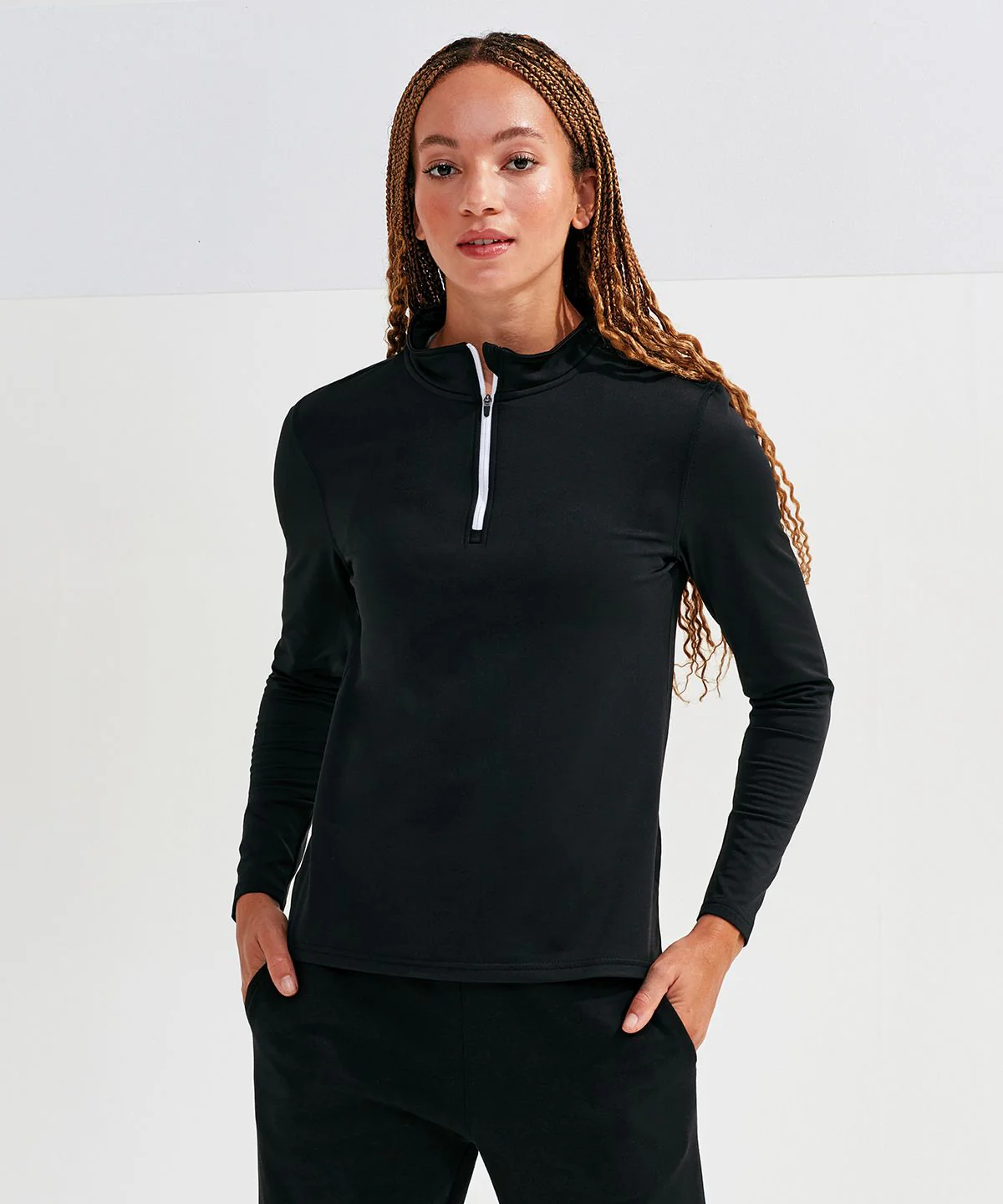 Tri Dri Womens Recycled Long Sleeve Brushed Back Zip Top - TR121