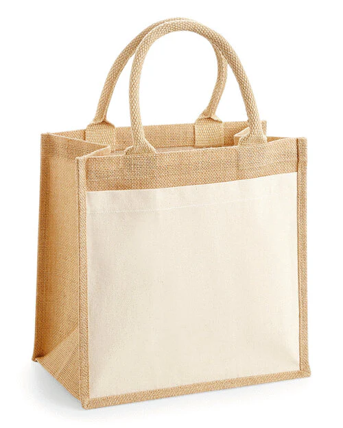 Westford Mill Cotton Pocket Jute Midi Tote